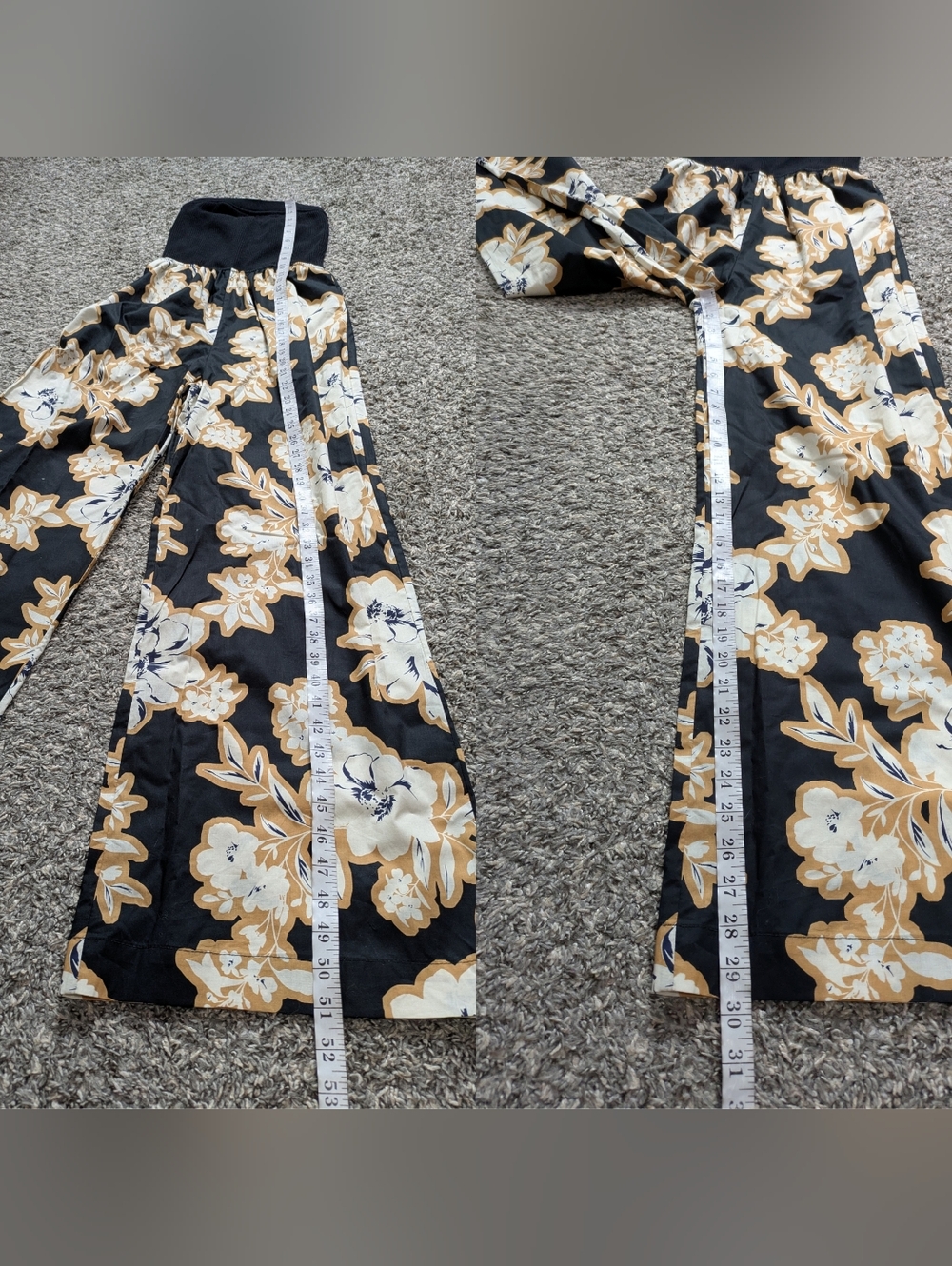 Evereve Black Cream Tan Floral Strapless Jumpsuit XS - Picture 12 of 13